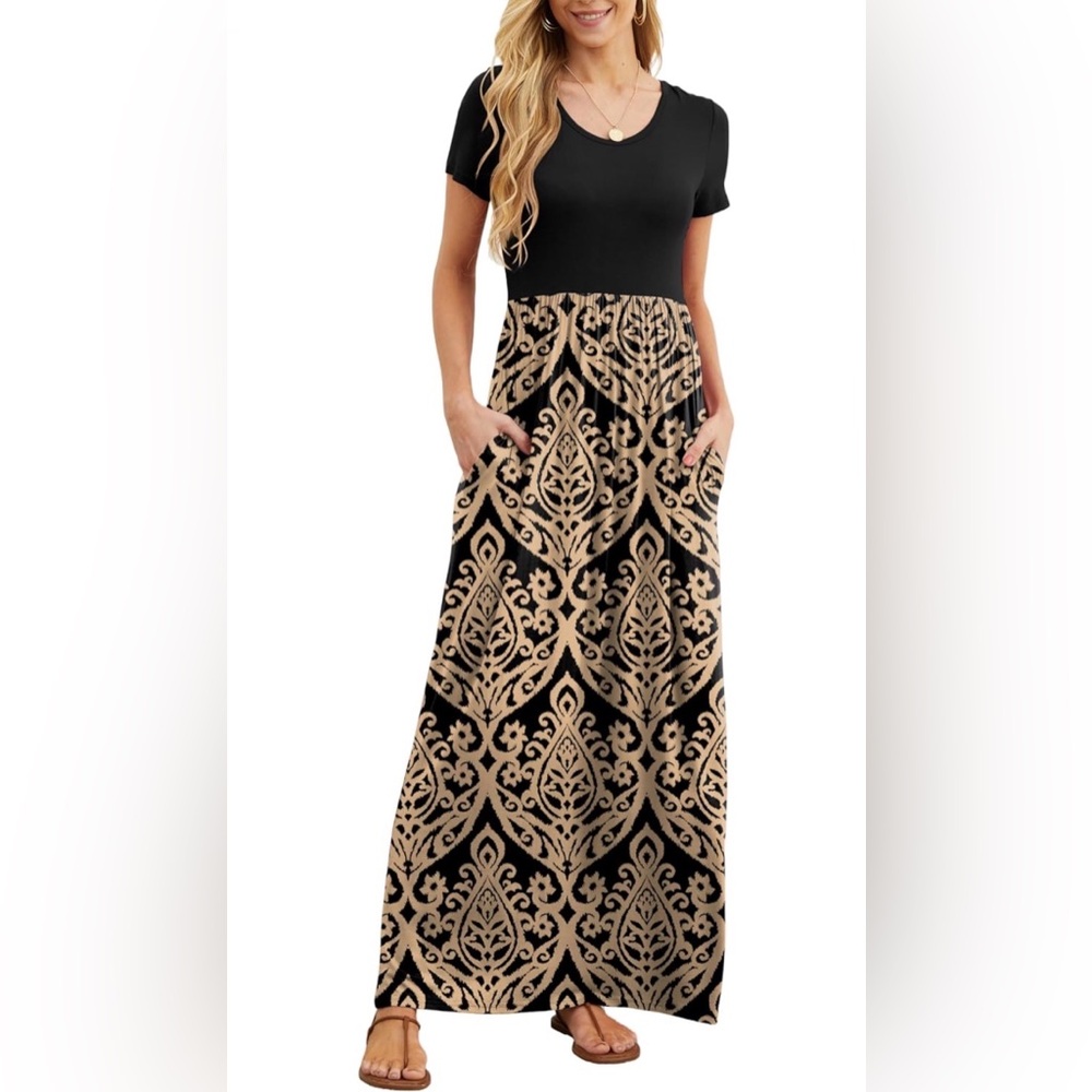 Black and Tan Patterned Maxi  - Classic Women's 2X